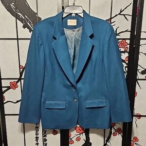 Pendleton Vintage Virgin Wool Teal Blue Blazer Jacket Size 14